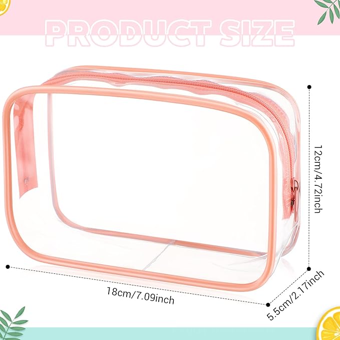 Weewooday 12 Pieces Clear Makeup Bags Cosmetic Storage Bags PVC Zipper Pouches Travel Waterproof Makeup Plastic Case for Women Organizing Toiletries Traveling Bathroom(Medium,Pink)