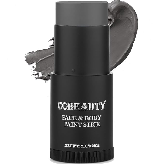 CCbeauty Grey Face Paint Stick, Face Painting Kit, Dark Grey Cream SFX Makeup Foundation, Professional Non-Toxic Body Paint for Halloween Costume Party, For Zombie, Werewolf, Vampire Makeup
