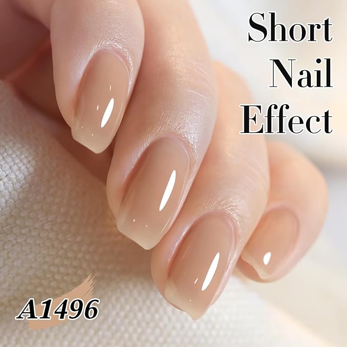 Double Rhythm 0.50 OZ Translucent Gel Polish Same Color Same Bottle Sheer Pastel Neutral Natural Milky 15 ML Jelly UV Nail Art DIY at Home (Translucent Tea-A1496)