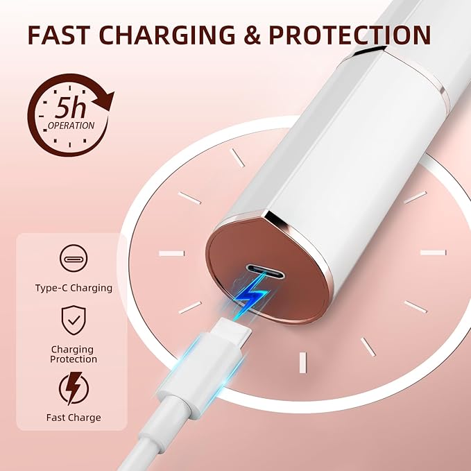 Facial Hair Removal for Women, Portable Lady Shaver, Rechargeable Painless Hair Remover for Face, Upper Lips, Chin, Peach Fuzz