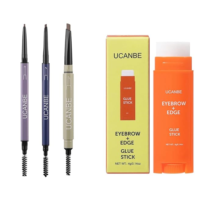 UCANBE Eyebrow Pen - Eyebrow Pencil 3-in-1 Eye Brow Pencils for Women & brow glue,waterproof eyebrow pencil, brow gel,Long-Lasting Dual-Sided Brow Pencil with 3 Types Tips,01Brown