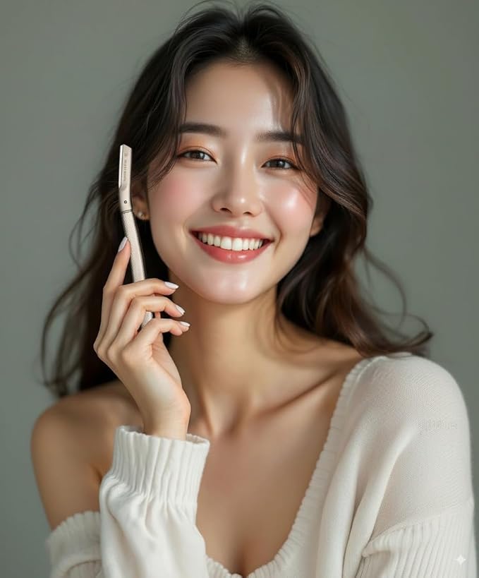 Eyebrow Razor with 6 Blades & Travel Case – Face Razors for Women & Men, Eyebrow Trimmer Shaper with Precision Cover, Facial Shaver & Dermaplaning Tool for Smooth Skin (Rose Gold)