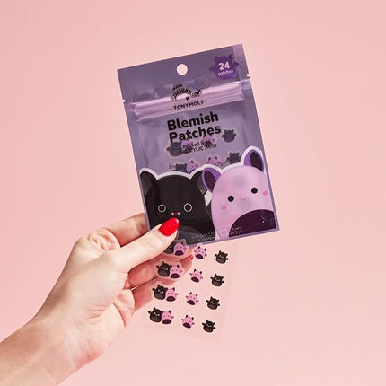 TONYMOLY x Squishmallows Halloween Emily + Zumirez the Bat Blemish Patches – Hydrocolloid Acne Spot Treatment with Salicylic Acid – Cute K-Beauty Pimple Patches – 24 Count