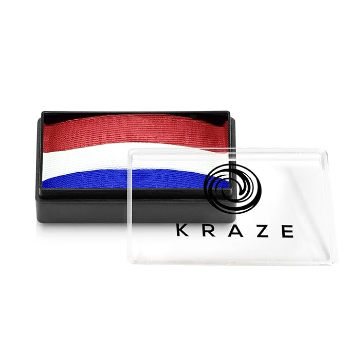 Kraze FX Dome Stroke - Anthem (25 gm), Professional 1-Stroke Split Cake, Hypoallergenic, Non-Toxic, Water Activated Face & Body Painting Makeup Supplies for Sensitive Skin, Kid Safe, Adults