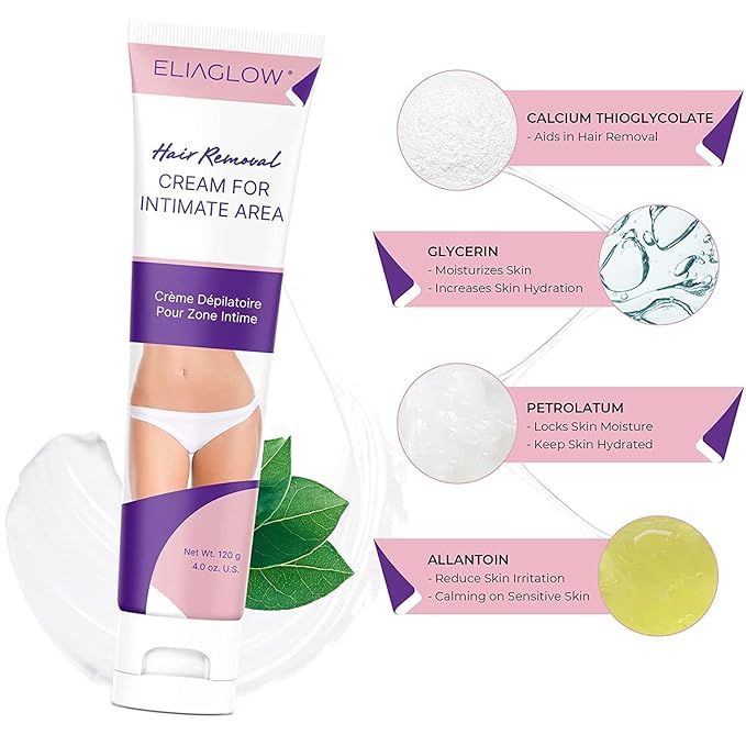 Hair Removal Cream for Women and Men : Sensitive Depilatory Cream for Bikini, Private Areas, Pubic, Body, Legs, and Underarms - Gentle Formula for All Skin Type