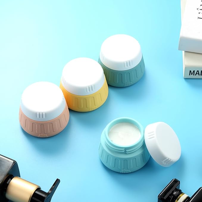 Gemice 2 oz Travel Containers for Toiletries, 4-Pack TSA Approved Travel Size Toiletries Containers for On-the-Go, Small Leak-Proof Travel Essentials Silicone Jar for Shampoo, Lotions, Cleanser