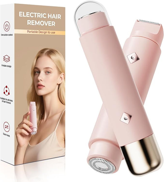 Electric Bikini Trimmer for Women - Dermave Bikini Shaver, Dual Head Shaver Women, 2-in-1 (Pink)