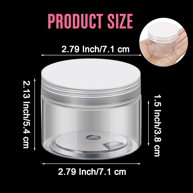 Patelai 4 Pieces Round Wide-mouth Leak Proof Plastic Container Jars with Lids for Travel Storage Makeup Beauty Products Face Creams Oils Salves Ointments DIY Making(4 Ounce,Clear)