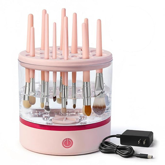 360° Electric Makeup Brush Cleaner – Makeup Brush Cleaner Machine Holds 17 Brushes, Dual Spin, Portable Compact Design for Travel & Home Use, Perfect for Makeup Lovers & Professionals