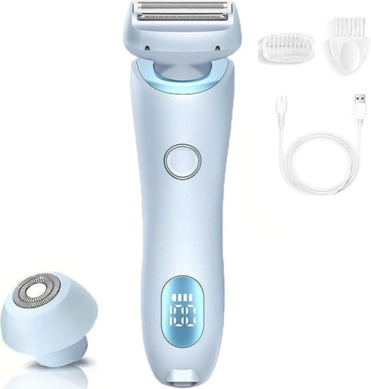 Petalsmooth Shave Pro, Dusk Glide Pro 3.0 Razor, Waterproof 2-in-1 Wet&Dry Painless Hair Removal with Removable Head for Leg Arm Underarm Bikini Area (Blue)