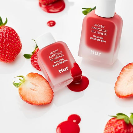 House of Hur Moist Ampoule Blusher with 50% Moisture Essence | Hydrating & Long-Lasting Blush | 0.33 fl. oz. (9 Shades) - Ruby Red