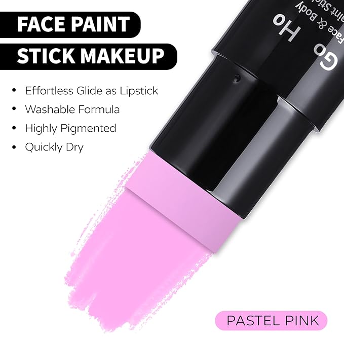 Go Ho Light Pink Face Body Paint Stick,Water Based Washable Face Paint Stick,Non-toxic Full-coverage Cream Light Pink Body Paint for Adults Children Halloween Cosplay SFX Makeup