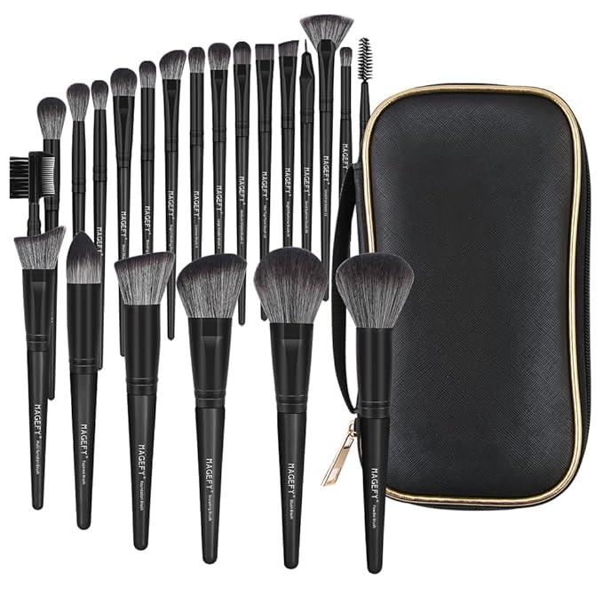 MAGEFY Makeup Brush Set, 22 Pcs Premium Synthetic Makeup Brushes Foundation Eyeshadow Brush Powder Blush Concealers Brush Set Travel Makeup Brushes with Case(Black)