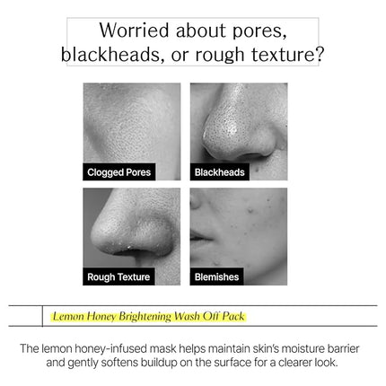 Lemon Honey Face Mask Wash-Off Pack & Scrub — 5-Minute, Exfoliating, Hydrating, Gentle for Sensitive Skin, with Manuka Honey & Lemon Extract, 3.52 oz (100 g)