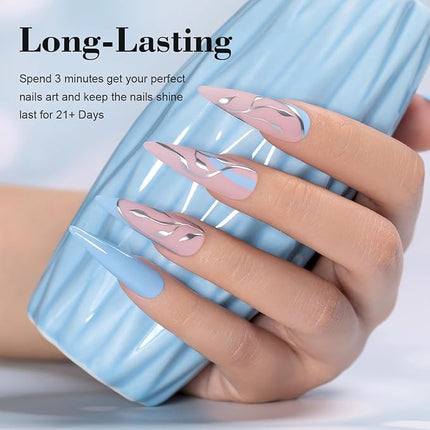 RARJSM Light Blue Gel Nail Polish Pastel GelNailPolish 1PCS 15ML Sky Blue GelPolish Spring Summer Gel Polish Soak off U V Curing Required Nail Art Starter Salon DIY at Home