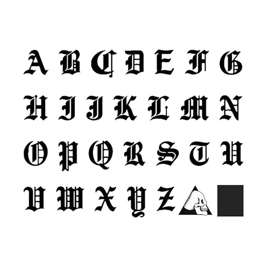 Old English Gothic Alphabet Letter Temporary Tattoos – Realistic Name & Word Fake Tattoo for Finger, Wrist & Neck, Long Lasting Semi-Permanent Tattoos for Men & Women