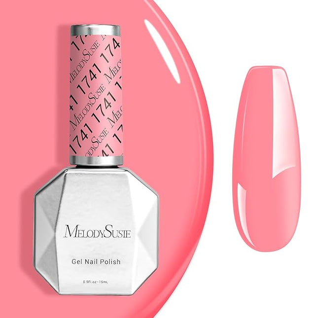 MelodySusie Neon Pink Gel Nail Polish,0.5fl oz Light Pink Soak Off UV LED Bright Pink Gel Polish Gift for Women Nail Art Manicure Salon DIY Nail Design Decoration at Home-1741