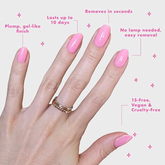 Olive & June Long Lasting Nail Polish | Plump, Gel-Like Finish | No Lamp Needed | Lasts up to 10 days | Salon-Quality at Home | Vegan & Cruelty-Free | Chip-Resistant | Saltwater Taffy | Sheer Pink