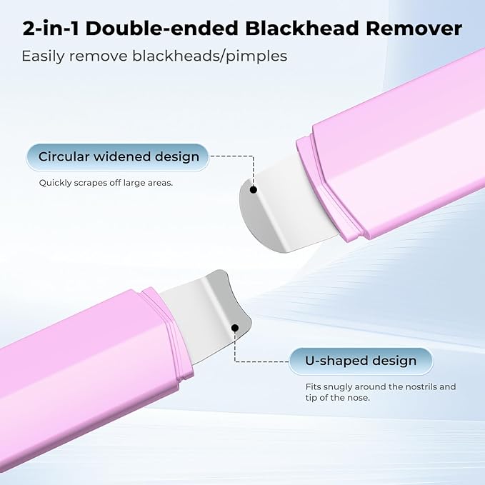 Blackhead Remover Tool Face Scrubber: PETYDOOT Double-Headed Face Spatula Skin Scrubber, Nose Pore Cleaner Blackhead Remover for Facial Deep Cleansing Skin Care Tool for Men & Women (Pink)