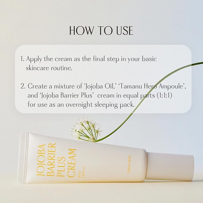PINKWONDER Jojoba Barrier Plus Cream 1.69oz(50ml), 24HR Long Lasting Moisturizier Face Cream, Jojoba Oil and Hyaluronic Acid for Dry Skin, Korean Skin Care