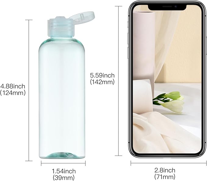 LISAPACK 3.4 oz Travel Bottles for Toiletries, Plastic Travel Size Containers for Shampoo Conditioner TSA Approved, Empty Small Squeeze for Lotion, Leak Proof Mini Liquid Tube Refillable Light Green