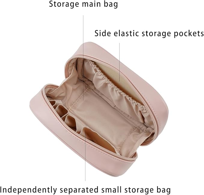 RIGHT AWAY Checkered Makeup Bag for Purse,Small Cosmetic Bag Organizer for Women, Travel Make Up Pouch Waterproof Toiletry Bag Cute Makeup Case for Travel Accessories(Pink Checkerboard)