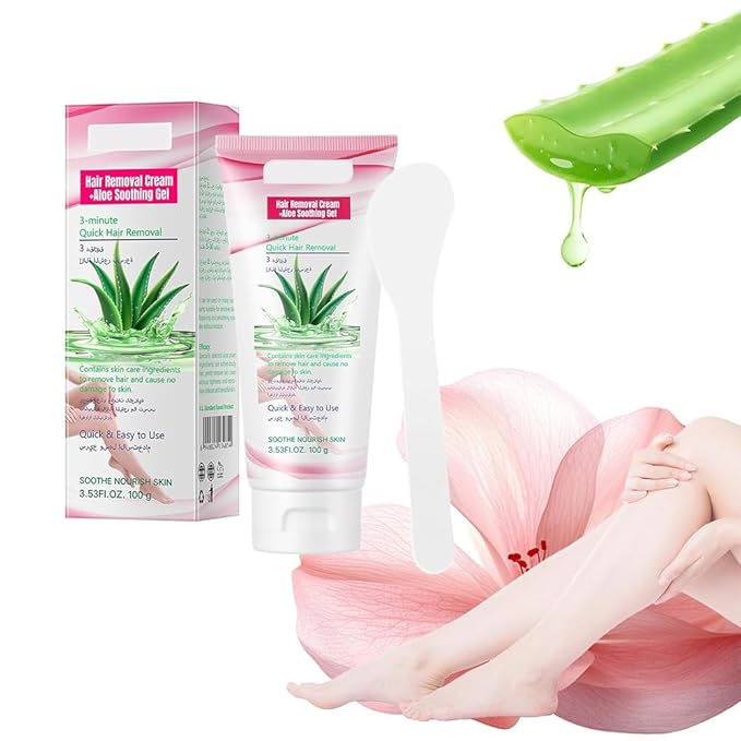 Hair Removal Cream for Women, Aloe Vera Depilatory Cream for Intimate Areas and Pubic Area-Hair Removal for Body Legs Arms Underarms Bikini, Gentle Formula for All Skin Type