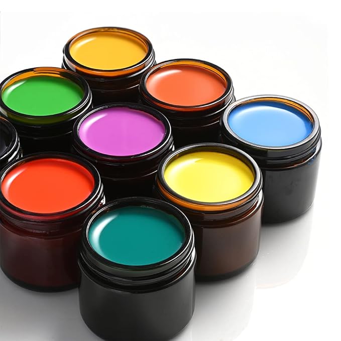 4 Pack 1oz Glass Jars with Lids, Tecohouse Amber Glass Jars with Lids & Stickers, Reusable Empty Round makeup container for Creams, Lotion, Cosmetic