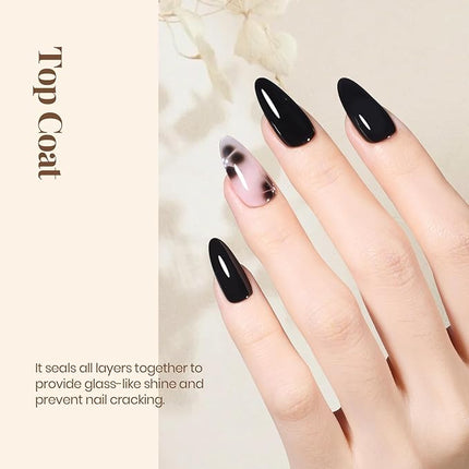 Beetles Gel Top Coat - 15ML Gel Polish No Wipe Top Coat for Nails Soak Off UV/LED Cured High Gloss Shine Long Lasting Protection