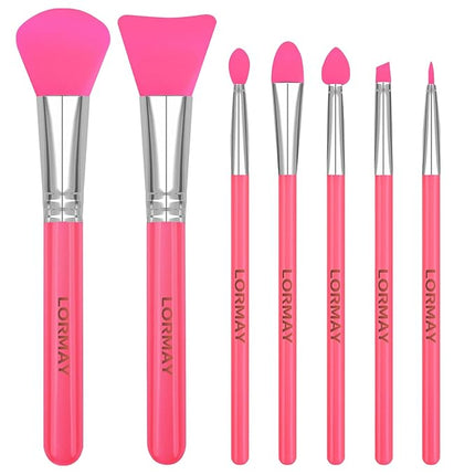 LORMAY 7 Pcs Silicone Brush Applicator Kit for UV Resin Epoxy Art Crafting and Cream Makeup Products (Red)
