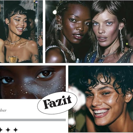 Fazit Makeup Patches - Silver Speckles - Glow Up Make-Up Patches - Cute Glitter Makeup Accessories for Women - Cosmetic Glitter for Face