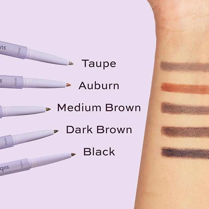 3-in-1 Brow Pencil - Vegan, Smudge-Proof, with Spoolie Brush and Clear Gel - Best Eyebrow Pencil for Fluffing, Filling, and Setting Brows, Black