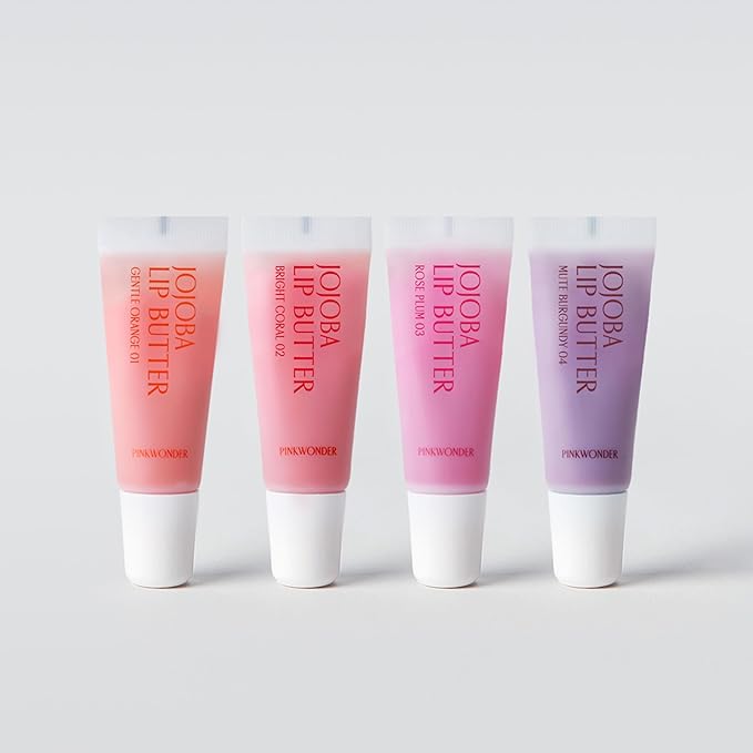 PINKWONDER Jojoba Lip Butter (03 Rose Plum) | Hydrating Lip Balm with Organic Jojoba Oil | Non-Sticky Lip Gloss for Dark Lips | Korean Lip Balm