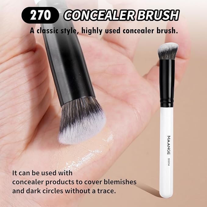 MAANGE 3 PCS Foundation Contour Conceal Brush Set, Makeup Brushes, Women‘s Blending Brushes, Professional Face Brush Set Tools, for Blending Setting Buffing with Liquid, Cream and Powder Cosmetic