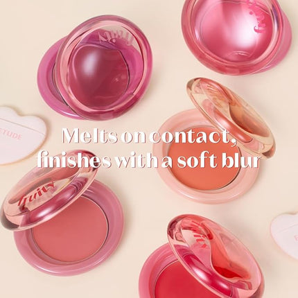 Etude Fruity Lip & Cheek Blur Balm – Sheer Tinted, Moisturizing Cream Balm with Puff, Hydrating Multi-Use Lip & Cheek Color #2 Papaya