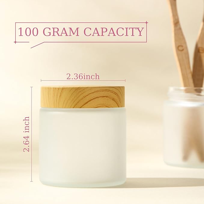 Geiserailie 10 Pieces Glass Cosmetic Containers Empty Sample Jars with Leak Proof Lids Makeup Sample Containers for Lotion Cream Cosmetic (100 Gram)