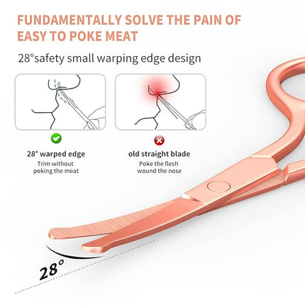 Safety Round Tip Nose Hair and Eyebrow Scissors - Gold Stainless Steel Small Grooming Tool for Painless Trimming of Nasal Cavity, Ear, Eyelashes, Beard and Mustache- AsonTao