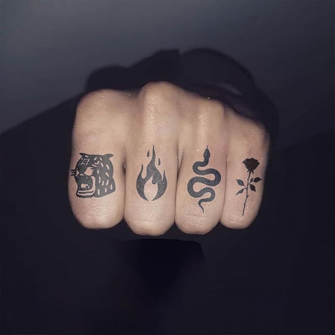 Dark Gothic Temporary Tattoos – 12 Creepy Spider, Skull, Snake, Scorpion, Rose & Dagger Designs, Waterproof Halloween, Horror & Cosplay Hand, Finger & Arm Sleeve Stickers, Long-Lasting 2 Weeks