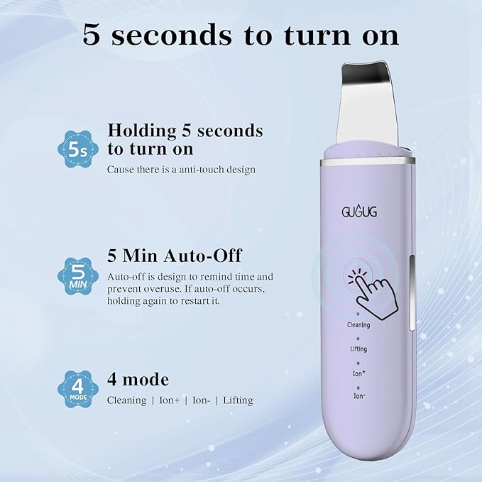 GUGUG Skin Scrubber Face Spatula Skin Spatula Pore Cleaner Blackhead Remover Tools for Facial Deep Cleansing-4 Modes, Purple