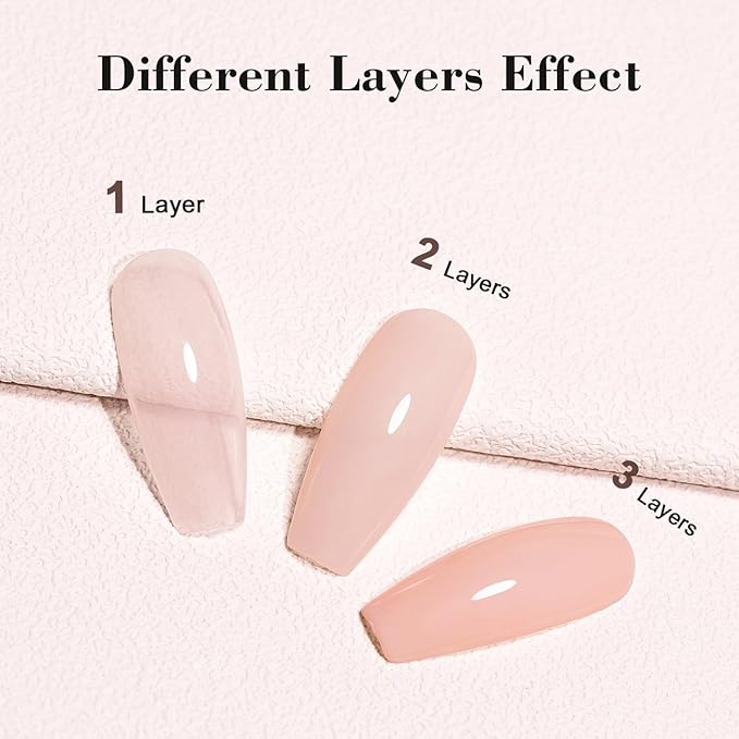 RARJSM Nude Gel Nail Polish Warm Pink Sheer Neutral Skin Tone Color Ice Jelly Blush Pink Gel Polish Transparent Nail Gel Polish Soak off UV LED Cured for Home Salon DIY Manicure 15ml Single Bottle