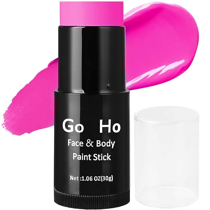 Go Ho Cream-Blendable Hot Pink Face Paint Stick (1.06 Oz),Full-coverage Body Paint for Adults Children Halloween Cosplay SFX Makeup,Waterproof Pink Eye Black Stick