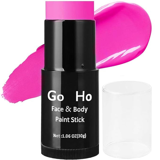 Go Ho Cream-Blendable Hot Pink Face Paint Stick (1.06 Oz),Full-coverage Body Paint for Adults Children Halloween Cosplay SFX Makeup,Waterproof Pink Eye Black Stick