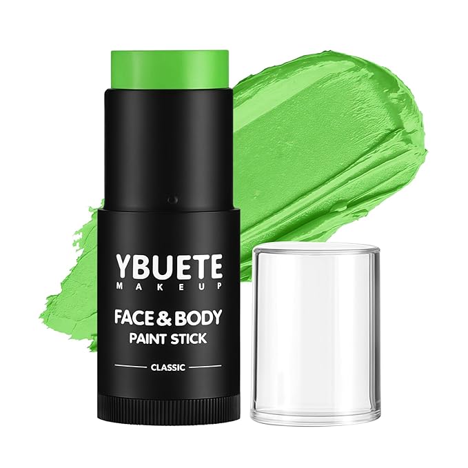 Light Green Face Body Painting Stick, Professional Green Full-coverage Cream Face Paint for St. Patrick's Day Halloween SFX Witch Monster Cosplay Makeup, Washable Body Paint for Adult Carnival