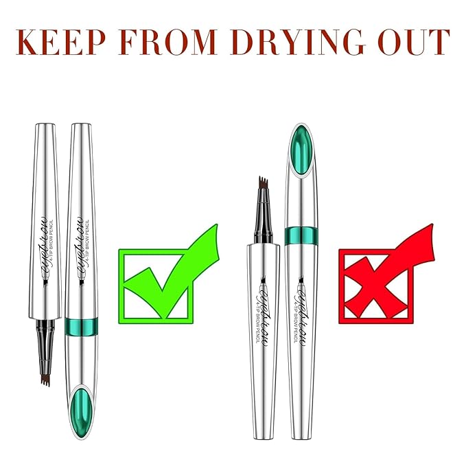 Microblade Eyebrow Pen, Waterproof Eyebrow Pencil Black Brow 4 Fork Tip Pencil, Liquid Thin Eyebrow Pen Long Lasting that Looks Like Hair, Black