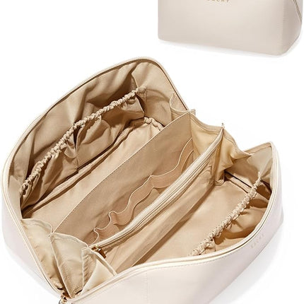 EACHY Travel Makeup Bag,Large Capacity Cosmetic Bags for Women,Waterproof Portable Pouch Open Flat Toiletry Bag Pattern Makeup Bag