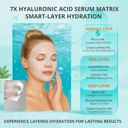 GONIM Face Mask Korean Skin Care with Hyaluronic Acid Serum & Collagen Activation, Hydrating Face Masks Skincare with Vitamin C, Moisturizing Sheet Mask for All Skin, Korean Face Mask 20 Sheets