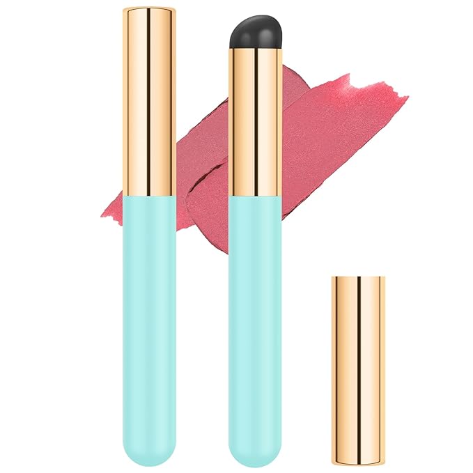 DUcare Fingerlike Silicone Lip Brush | Multi-purpose Makeup Blending Lipstick Brush with Lid (Blue)