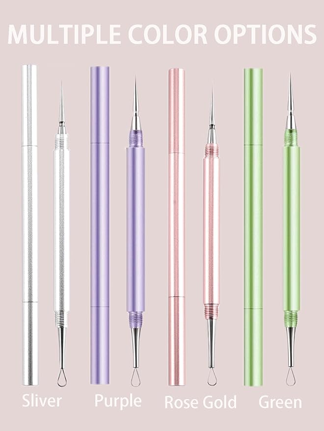 2-in-1 Professional Stainless Steel Acne Removal Needle, Whitehead & Blackhead Remover Tool, Pimples Comedone Extractor Removal Tool, Double Ended Needle with Cap Removal for Nose Face Tools(Green)