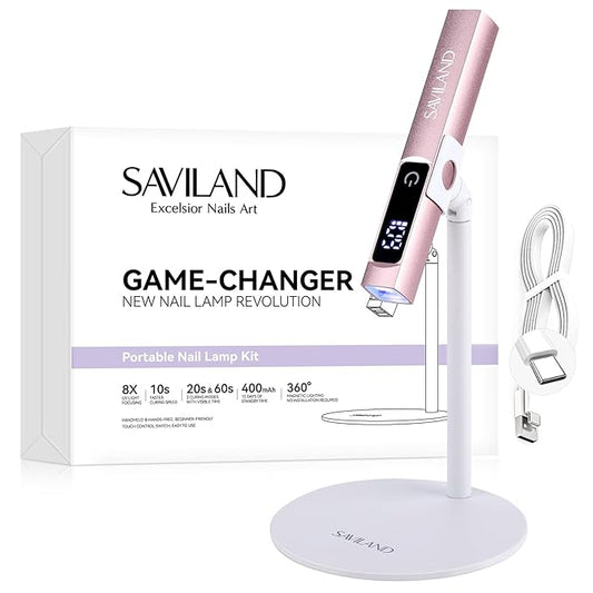 SAVILAND SSPro X U V Light for Gel Nails: 10s Flash Cure U V Light for Nails with Magnetic Stand LED Screen 400mAh Rechargeable LED Nail Lamp Portable Gel Light 2-Timers DIY Home