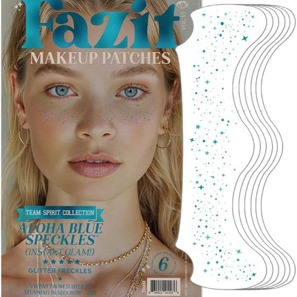 Fazit Makeup Patches - Aloha Blue Speckles - Glow Up Make-Up Patches - Cute Glitter Makeup Accessories for Women - Cosmetic Glitter for Face